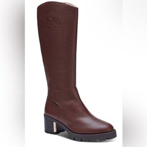 Coach Brown Cindy Pebbled Leather Riding Boot NEW